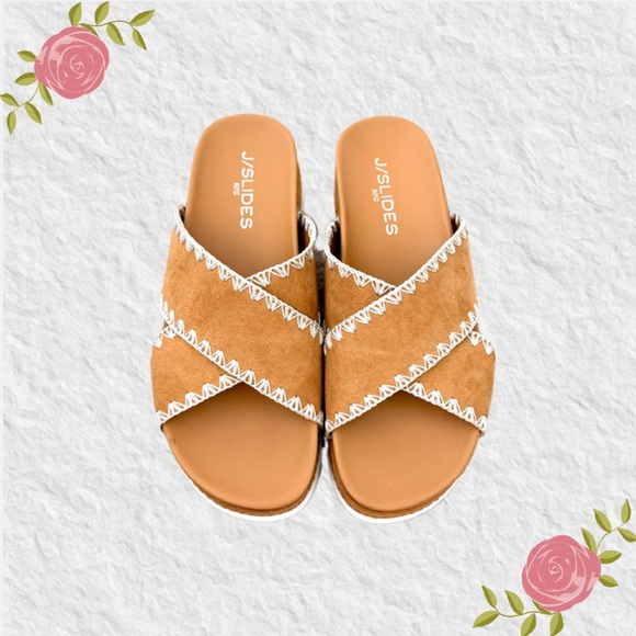 J/Slides NYC Whipstitched Platform Sandal - Picture 3 of 7